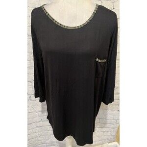 Elliott & Vine  Size 1X Black Rayon Long Sleeve Tunic Lounge Wear NWT